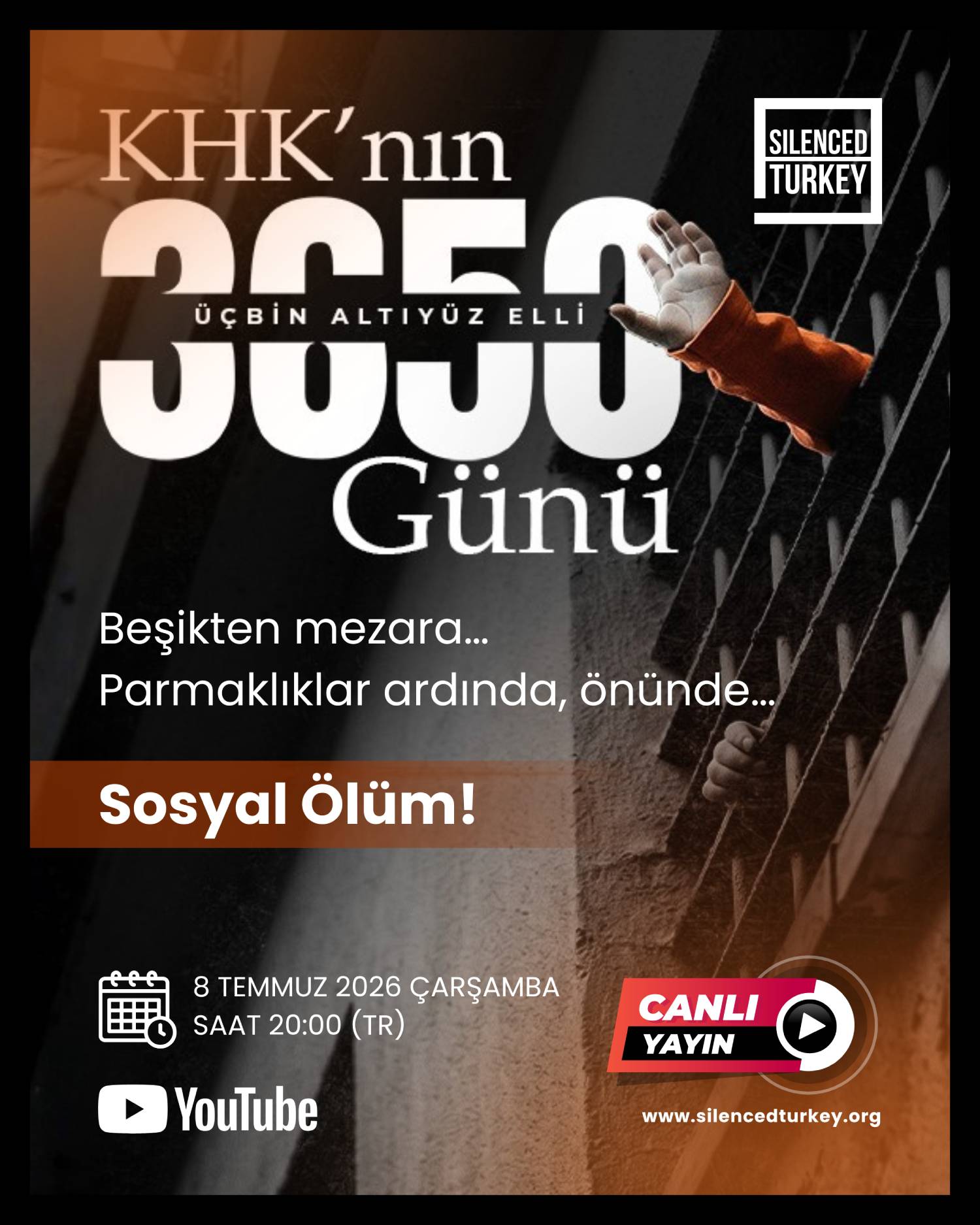 KHK'nın 3650 Günü — Sosyal Ölüm — 8 Temmuz 2026 canlı yayın afişi