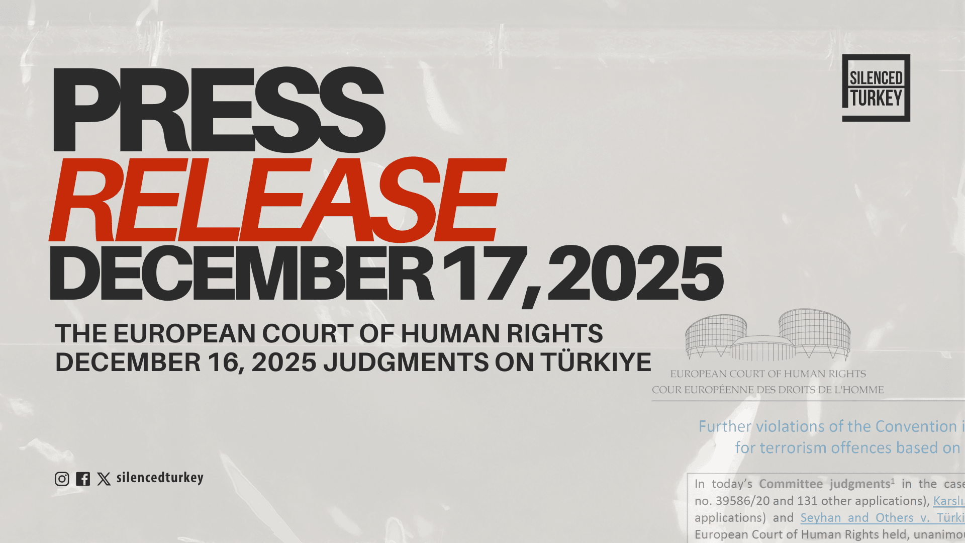 The European Court of Human Rights December 16, 2025 Judgments on Türkiye